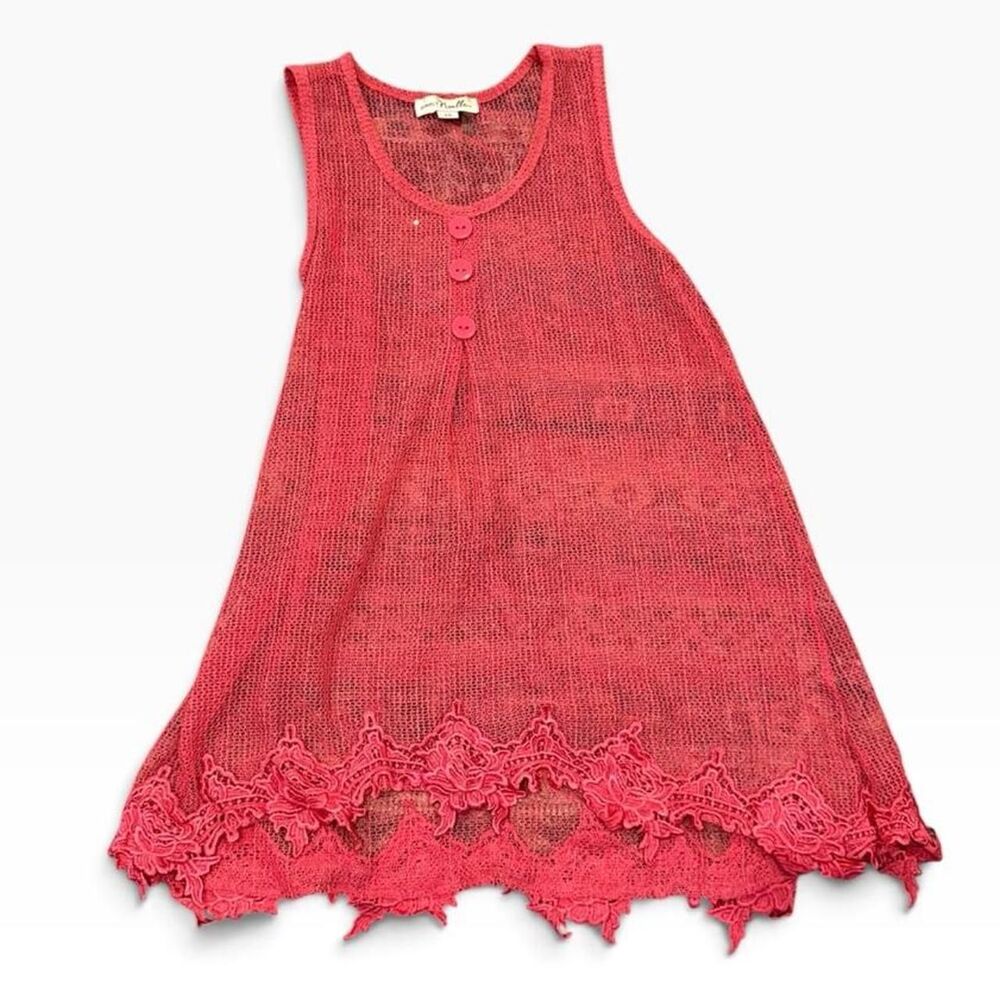 Simply Noelle red/pink lace mesh babydoll dress with lace trim Size S/M